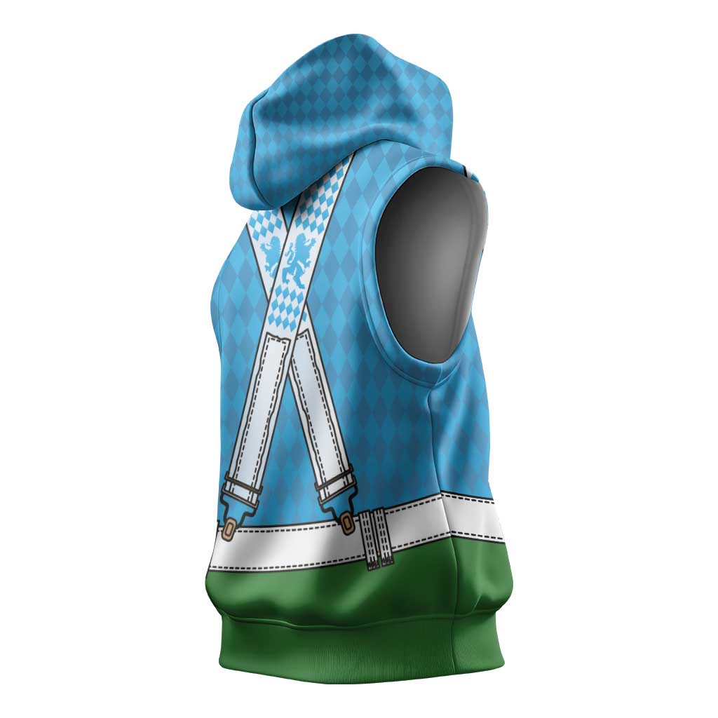 Bavarian Lederhosen Costume Style Sleeveless Hoodie Lions Rautenflagge Pattern - Wonder Print Shop