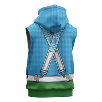 Bavarian Lederhosen Costume Style Sleeveless Zip Hoodie Lions Rautenflagge Pattern - Wonder Print Shop
