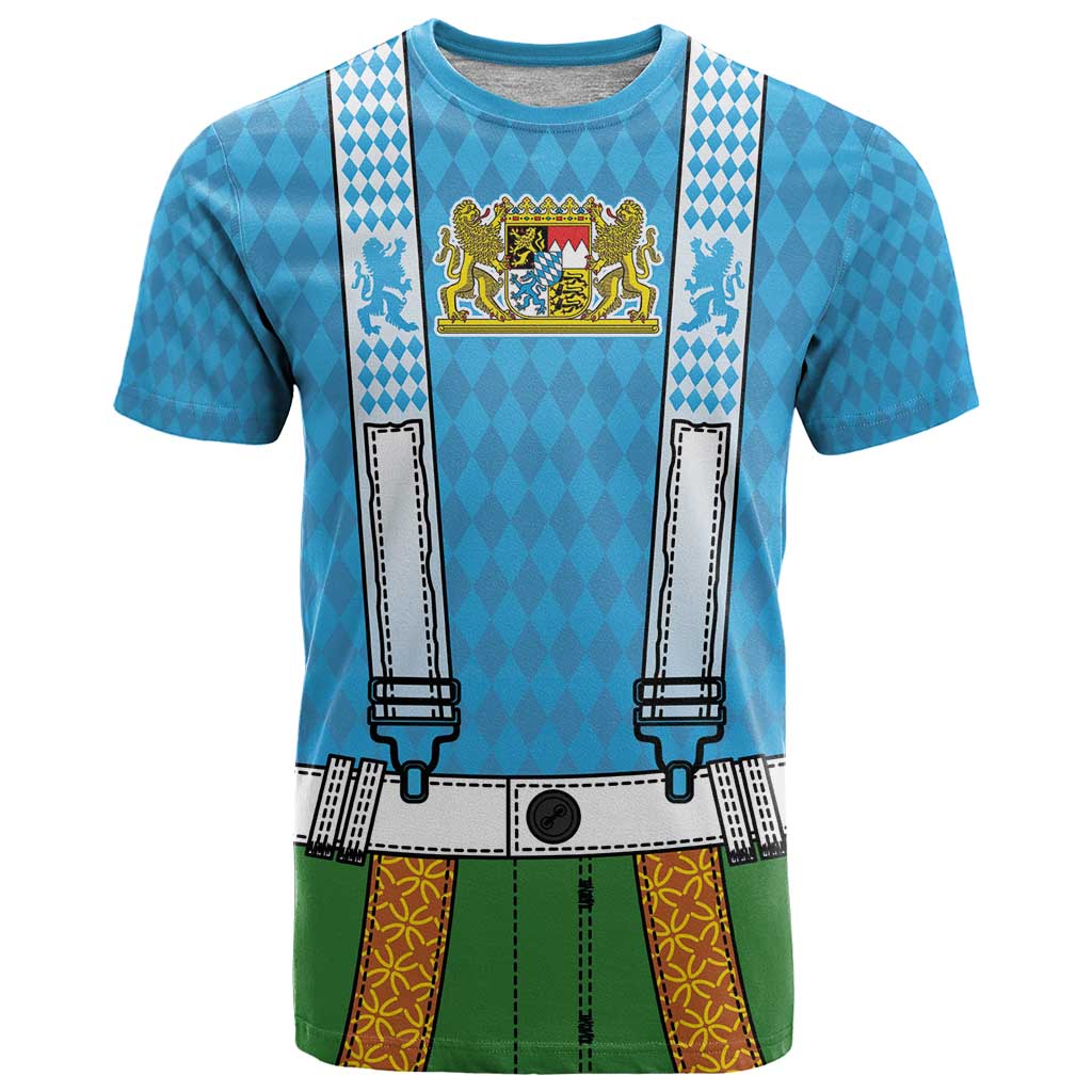 Bavarian Lederhosen Costume Style T Shirt Lions Rautenflagge Pattern - Wonder Print Shop