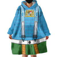 Bavarian Lederhosen Costume Style Wearable Blanket Hoodie Lions Rautenflagge Pattern - Wonder Print Shop