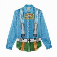 Bavarian Lederhosen Costume Style Women Casual Shirt Lions Rautenflagge Pattern - Wonder Print Shop