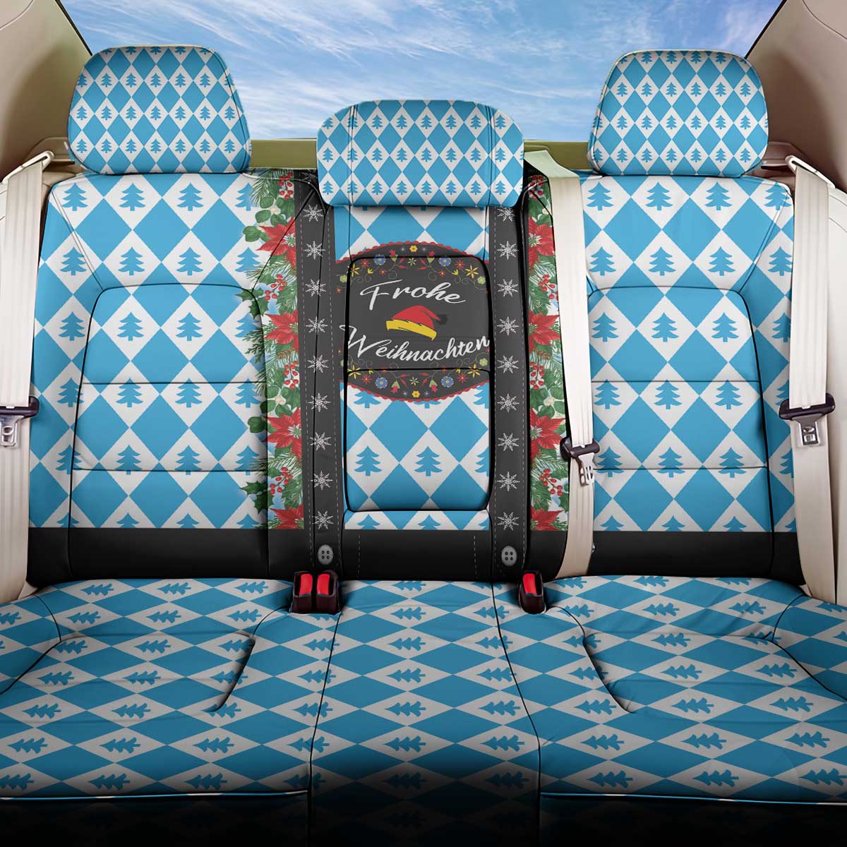 German Christmas Back Car Seat Cover Lederhosen Weihnachten Style with Bavaria Pattern - Wonder Print Shop