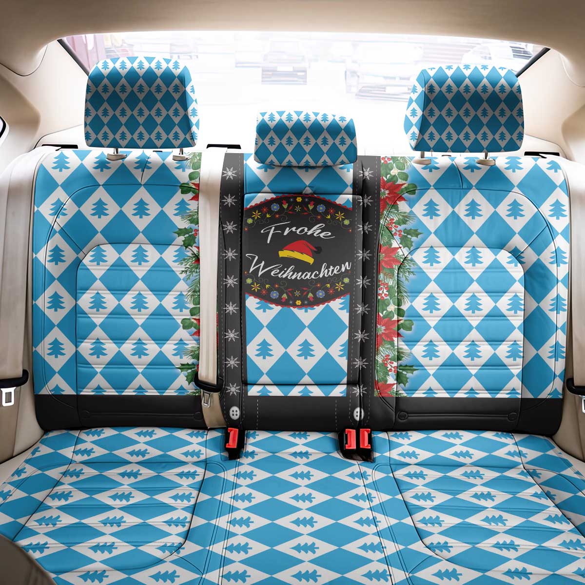 German Christmas Back Car Seat Cover Lederhosen Weihnachten Style with Bavaria Pattern - Wonder Print Shop