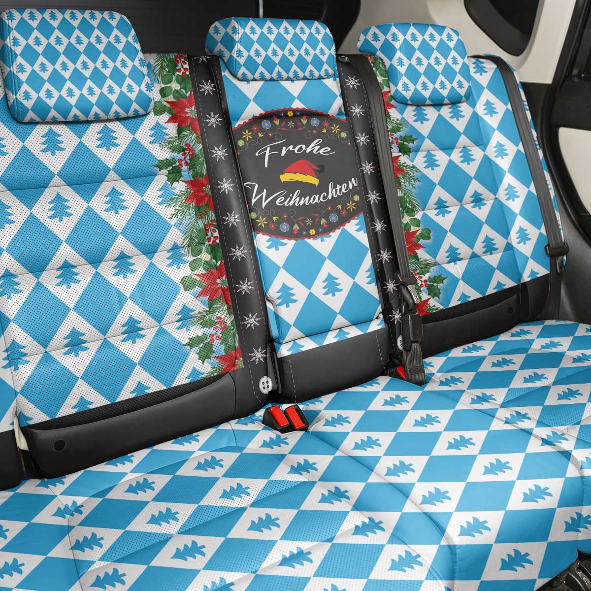 German Christmas Back Car Seat Cover Lederhosen Weihnachten Style with Bavaria Pattern - Wonder Print Shop