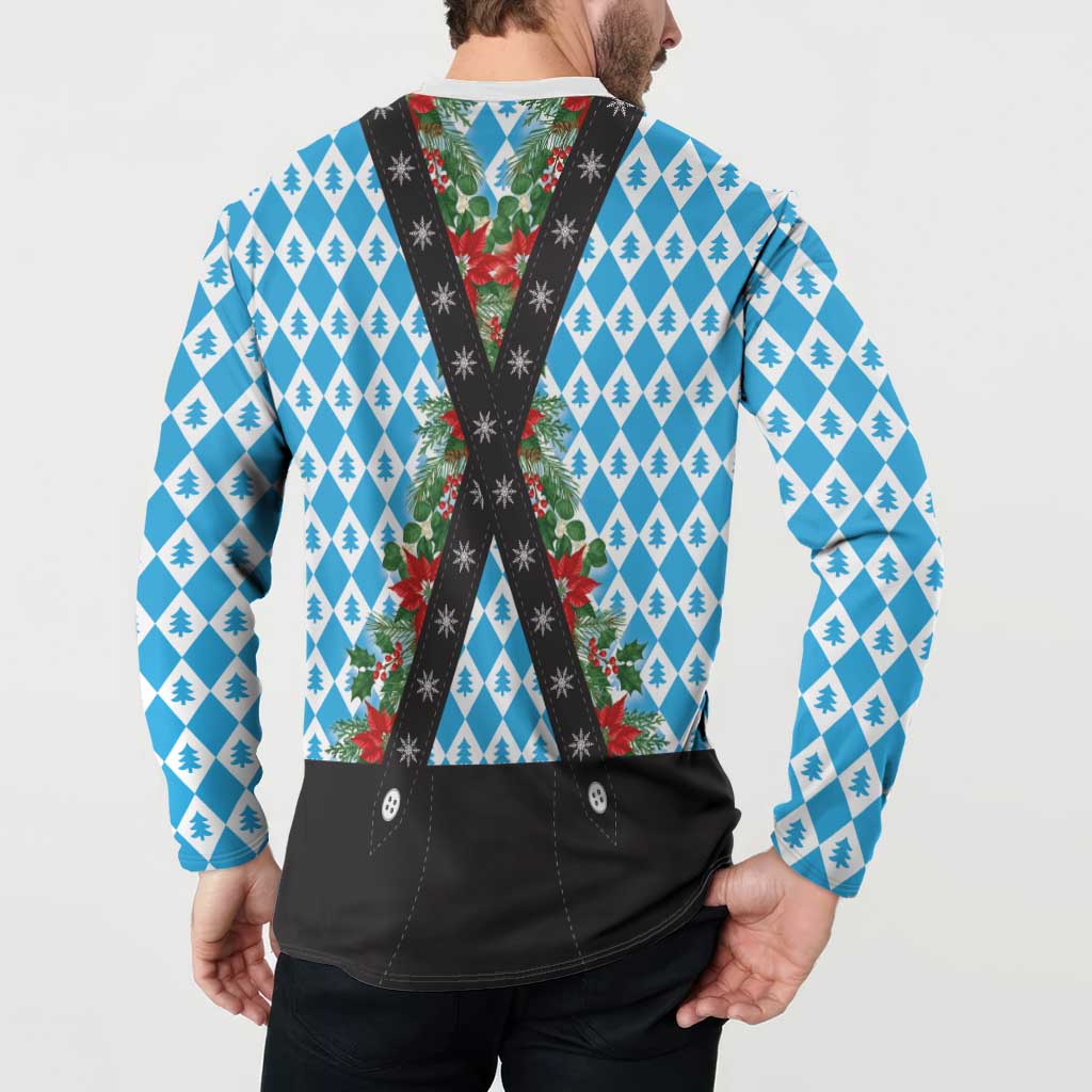 German Christmas Button Sweatshirt Lederhosen Weihnachten Style with Bavaria Pattern - Wonder Print Shop