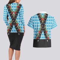 German Christmas Couples Matching Long Sleeve Bodycon Dress and Hawaiian Shirt Lederhosen Weihnachten Style with Bavaria Pattern - Wonder Print Shop