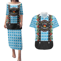 German Christmas Couples Matching Puletasi and Hawaiian Shirt Lederhosen Weihnachten Style with Bavaria Pattern - Wonder Print Shop