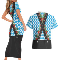 German Christmas Couples Matching Short Sleeve Bodycon Dress and Hawaiian Shirt Lederhosen Weihnachten Style with Bavaria Pattern - Wonder Print Shop