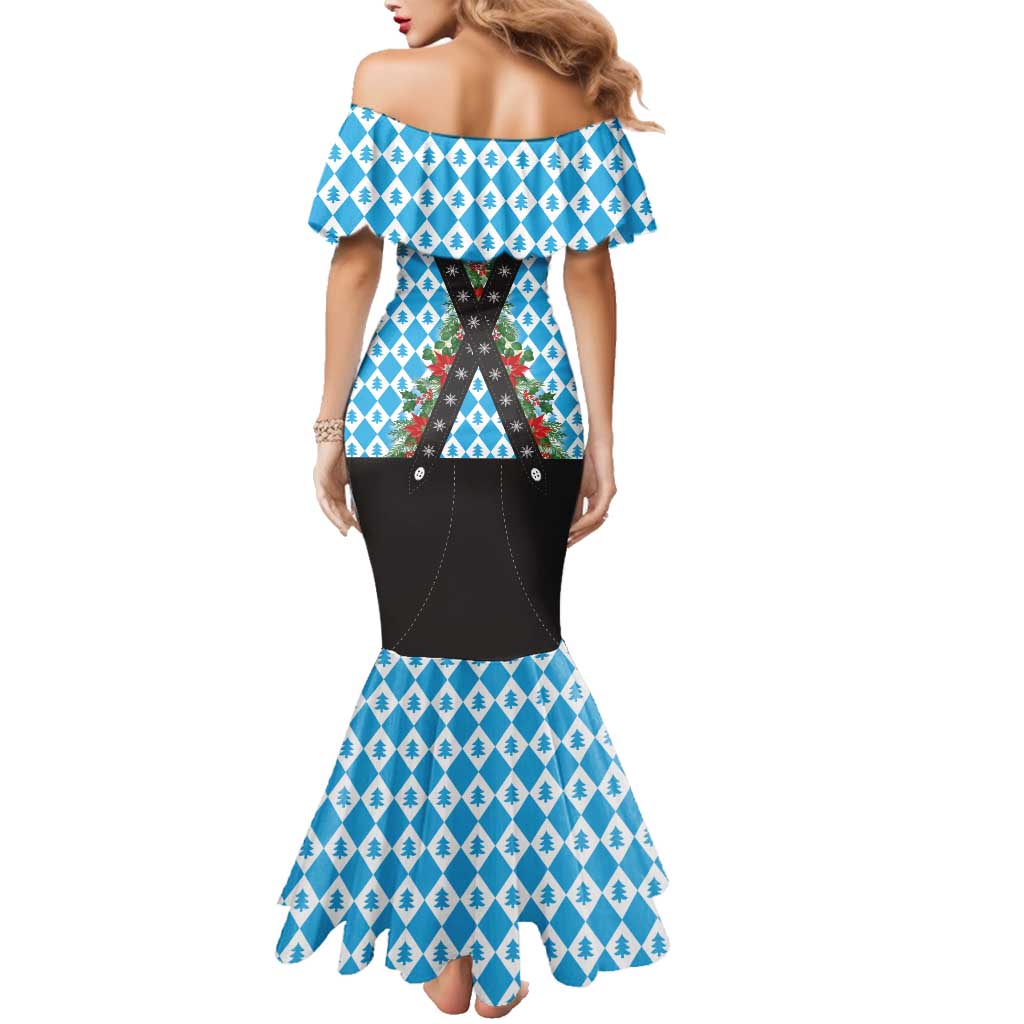 German Christmas Family Matching Mermaid Dress and Hawaiian Shirt Lederhosen Weihnachten Style with Bavaria Pattern - Wonder Print Shop