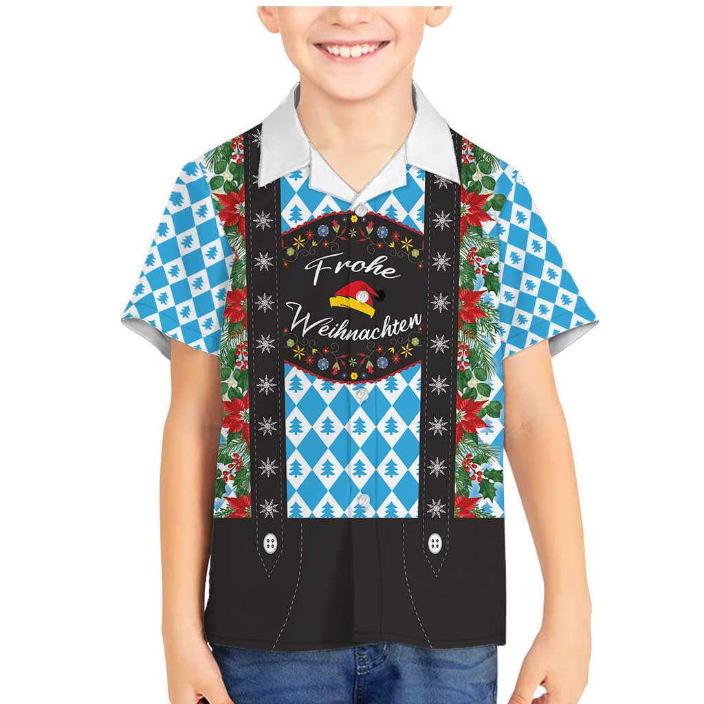 German Christmas Family Matching Mermaid Dress and Hawaiian Shirt Lederhosen Weihnachten Style with Bavaria Pattern - Wonder Print Shop