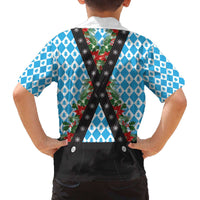 German Christmas Family Matching Off The Shoulder Long Sleeve Dress and Hawaiian Shirt Lederhosen Weihnachten Style with Bavaria Pattern - Wonder Print Shop