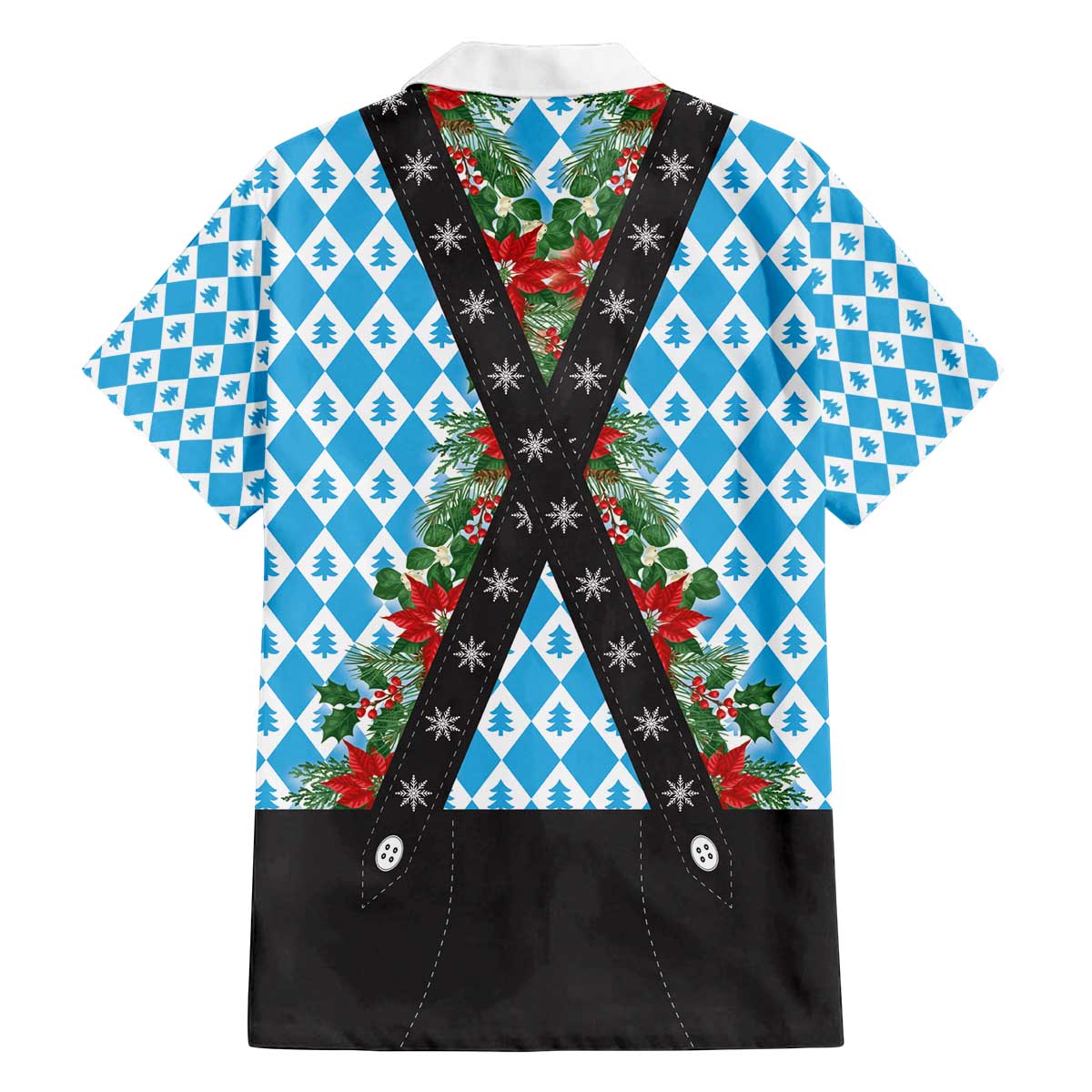 German Christmas Family Matching Off The Shoulder Long Sleeve Dress and Hawaiian Shirt Lederhosen Weihnachten Style with Bavaria Pattern - Wonder Print Shop