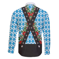 German Christmas Family Matching Off The Shoulder Long Sleeve Dress and Hawaiian Shirt Lederhosen Weihnachten Style with Bavaria Pattern - Wonder Print Shop