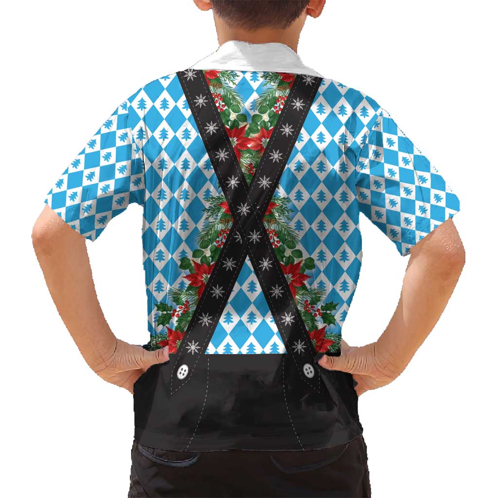German Christmas Family Matching Off Shoulder Maxi Dress and Hawaiian Shirt Lederhosen Weihnachten Style with Bavaria Pattern - Wonder Print Shop