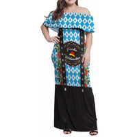 German Christmas Family Matching Off Shoulder Maxi Dress and Hawaiian Shirt Lederhosen Weihnachten Style with Bavaria Pattern - Wonder Print Shop