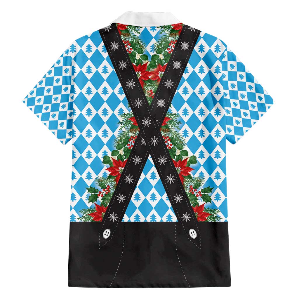 German Christmas Family Matching Off Shoulder Short Dress and Hawaiian Shirt Lederhosen Weihnachten Style with Bavaria Pattern - Wonder Print Shop