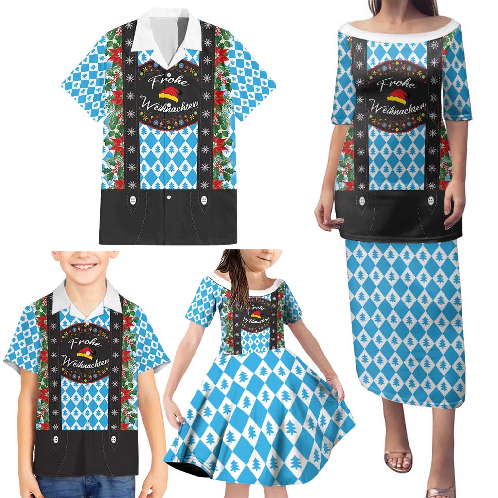 German Christmas Family Matching Puletasi and Hawaiian Shirt Lederhosen Weihnachten Style with Bavaria Pattern - Wonder Print Shop