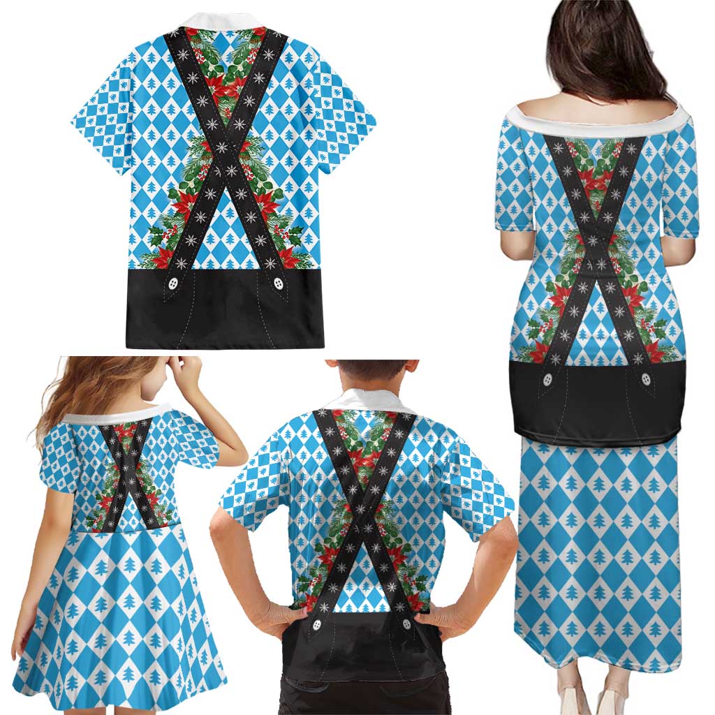 German Christmas Family Matching Puletasi and Hawaiian Shirt Lederhosen Weihnachten Style with Bavaria Pattern - Wonder Print Shop