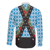German Christmas Family Matching Short Sleeve Bodycon Dress and Hawaiian Shirt Lederhosen Weihnachten Style with Bavaria Pattern - Wonder Print Shop