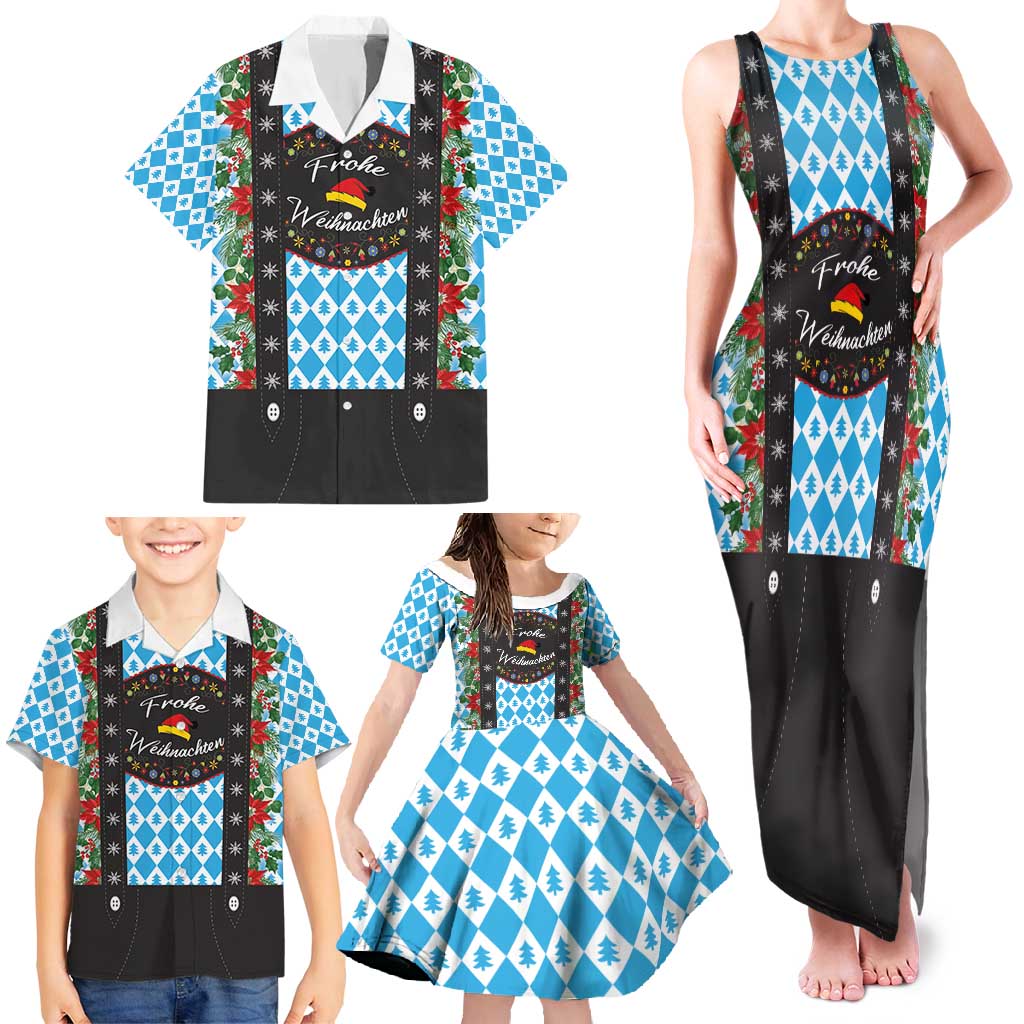 German Christmas Family Matching Tank Maxi Dress and Hawaiian Shirt Lederhosen Weihnachten Style with Bavaria Pattern - Wonder Print Shop