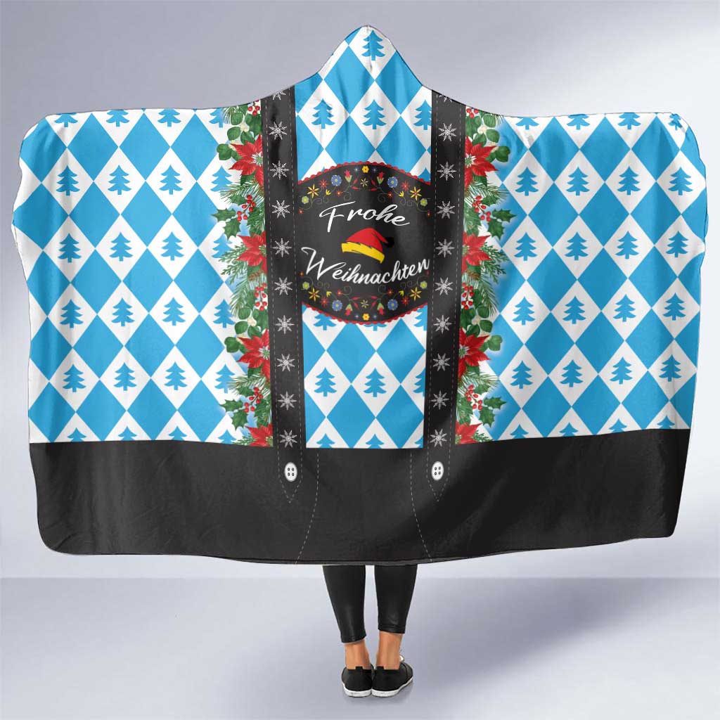 German Christmas Hooded Blanket Lederhosen Weihnachten Style with Bavaria Pattern