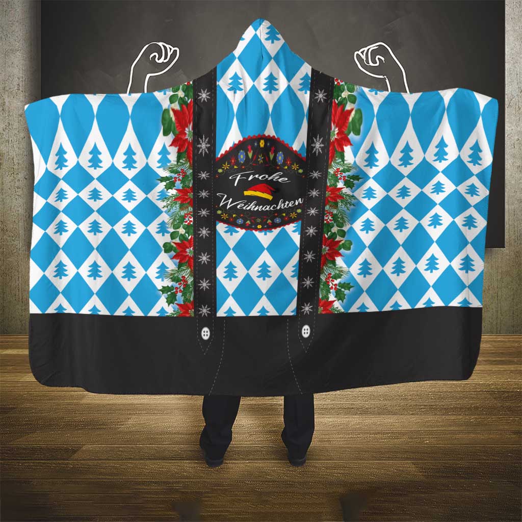 German Christmas Hooded Blanket Lederhosen Weihnachten Style with Bavaria Pattern