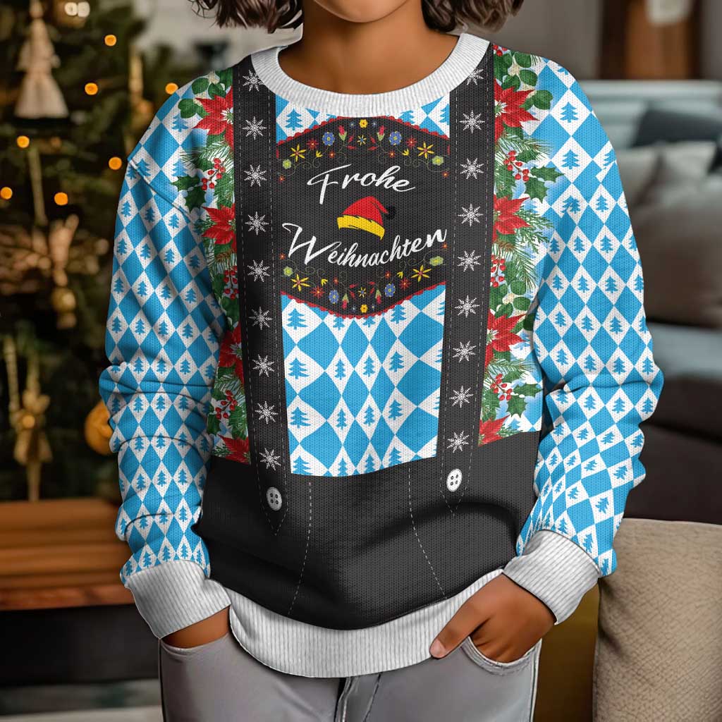 German Christmas Kid Ugly Christmas Sweater Lederhosen Weihnachten Style with Bavaria Pattern - Wonder Print Shop