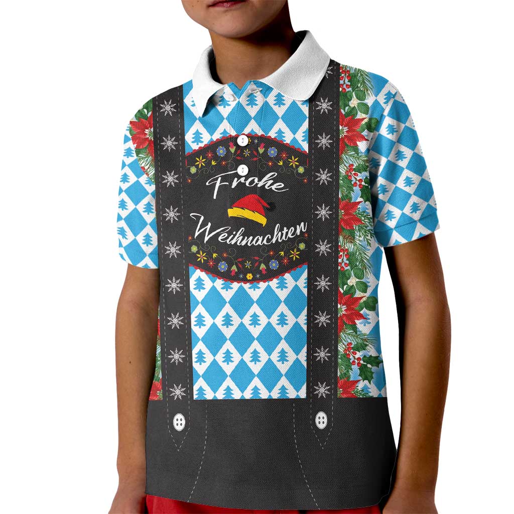 German Christmas Kid Polo Shirt Lederhosen Weihnachten Style with Bavaria Pattern - Wonder Print Shop