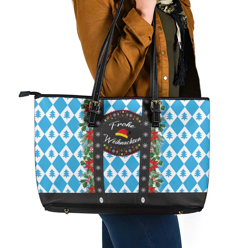German Christmas Leather Tote Bag Lederhosen Weihnachten Style with Bavaria Pattern - Wonder Print Shop