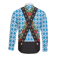 German Christmas Long Sleeve Button Shirt Lederhosen Weihnachten Style with Bavaria Pattern - Wonder Print Shop