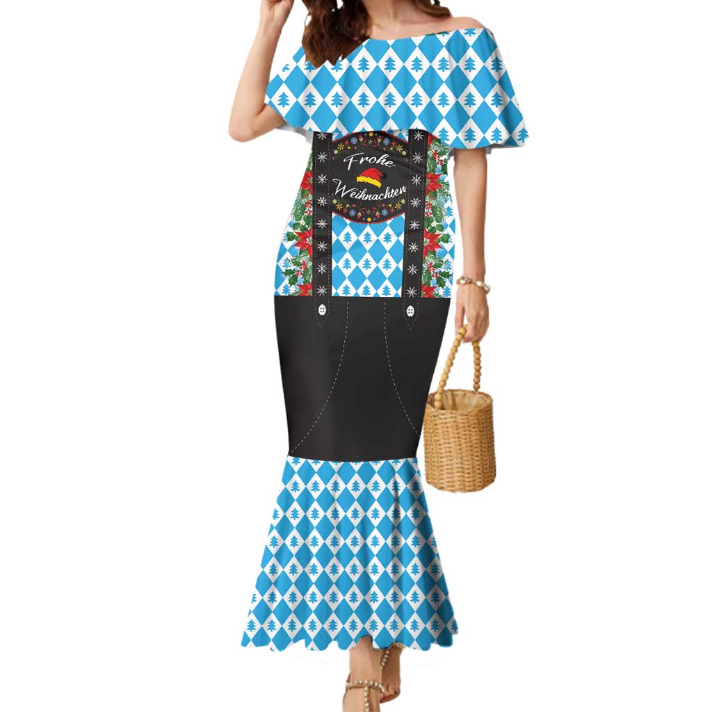 German Christmas Mermaid Dress Lederhosen Weihnachten Style with Bavaria Pattern - Wonder Print Shop