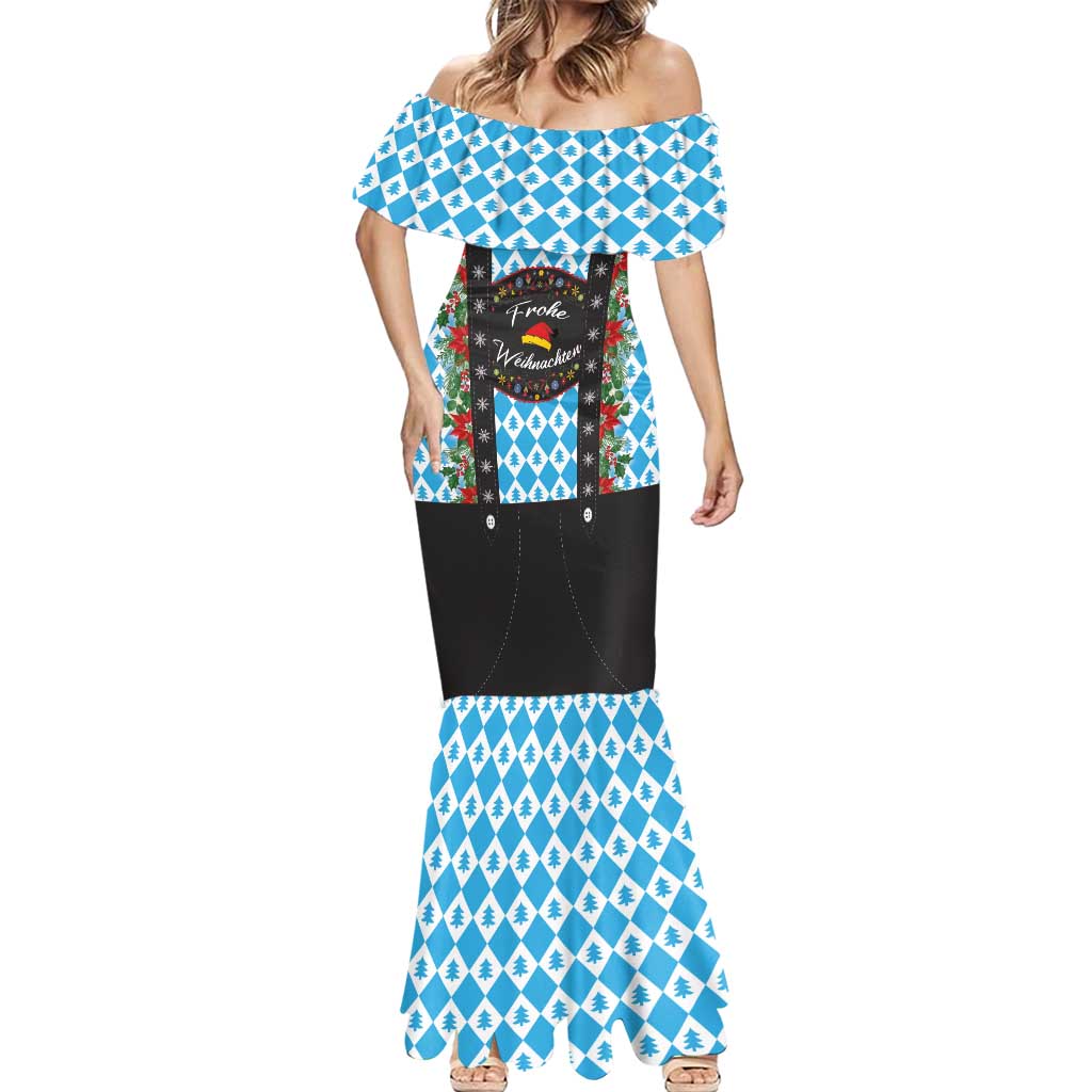 German Christmas Mermaid Dress Lederhosen Weihnachten Style with Bavaria Pattern - Wonder Print Shop