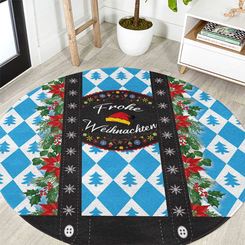 German Christmas Round Carpet Lederhosen Weihnachten Style with Bavaria Pattern