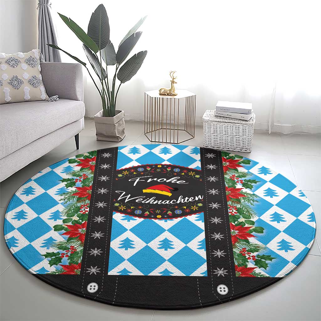 German Christmas Round Carpet Lederhosen Weihnachten Style with Bavaria Pattern