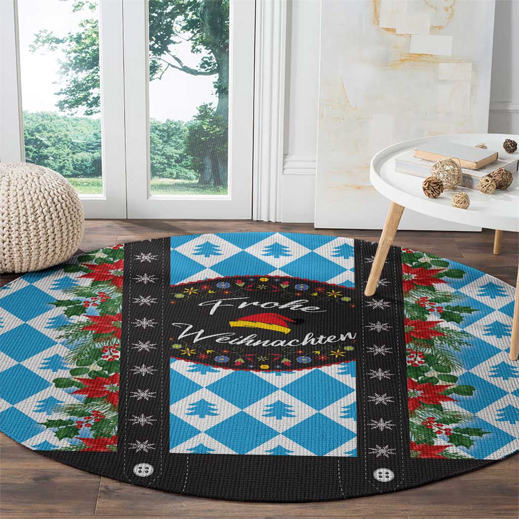 German Christmas Round Carpet Lederhosen Weihnachten Style with Bavaria Pattern