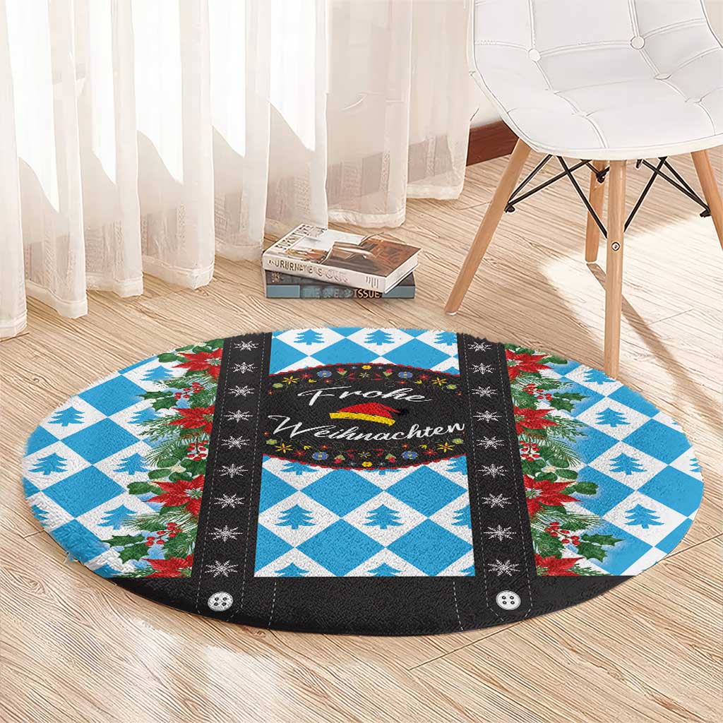 German Christmas Round Carpet Lederhosen Weihnachten Style with Bavaria Pattern