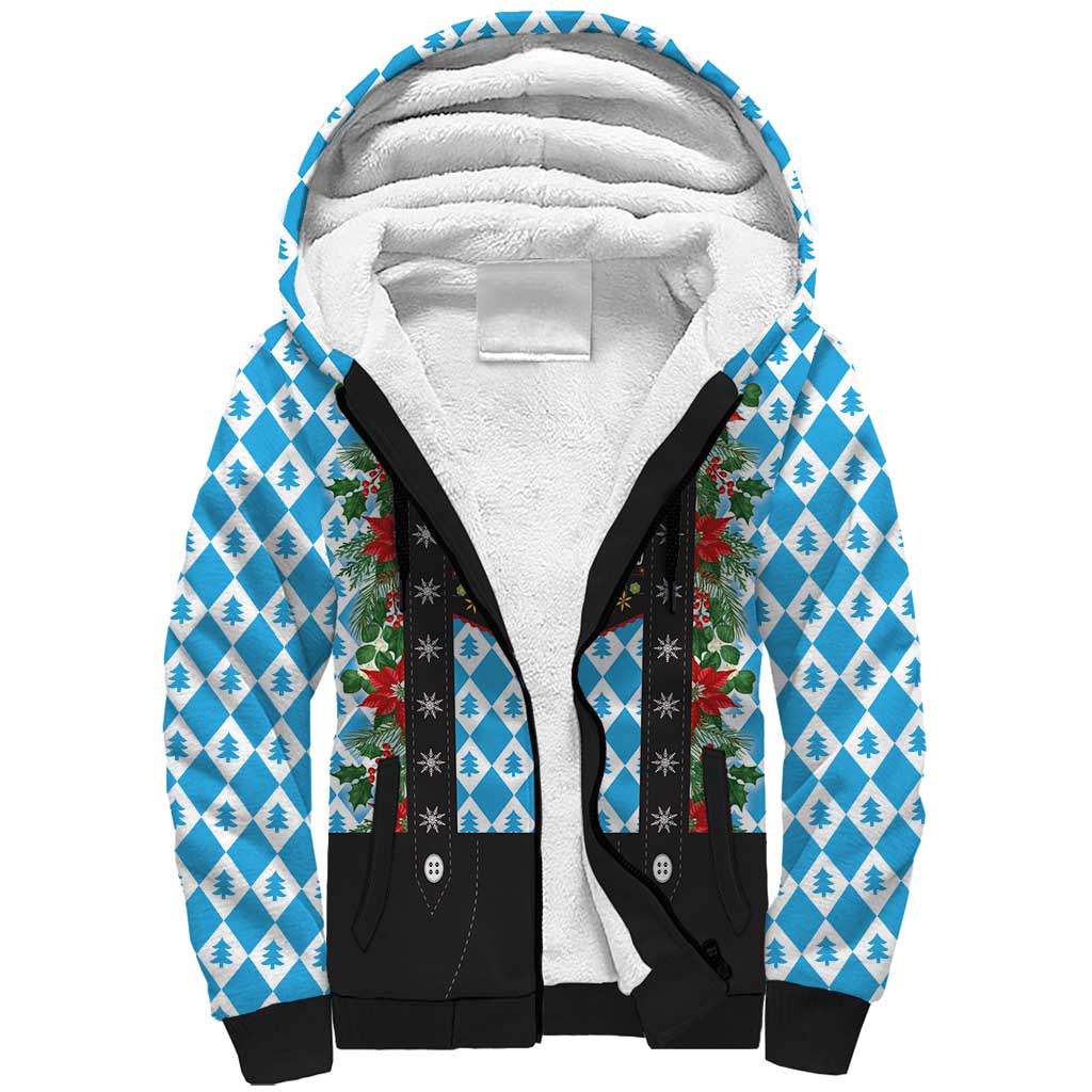 German Christmas Sherpa Hoodie Lederhosen Weihnachten Style with Bavaria Pattern - Wonder Print Shop