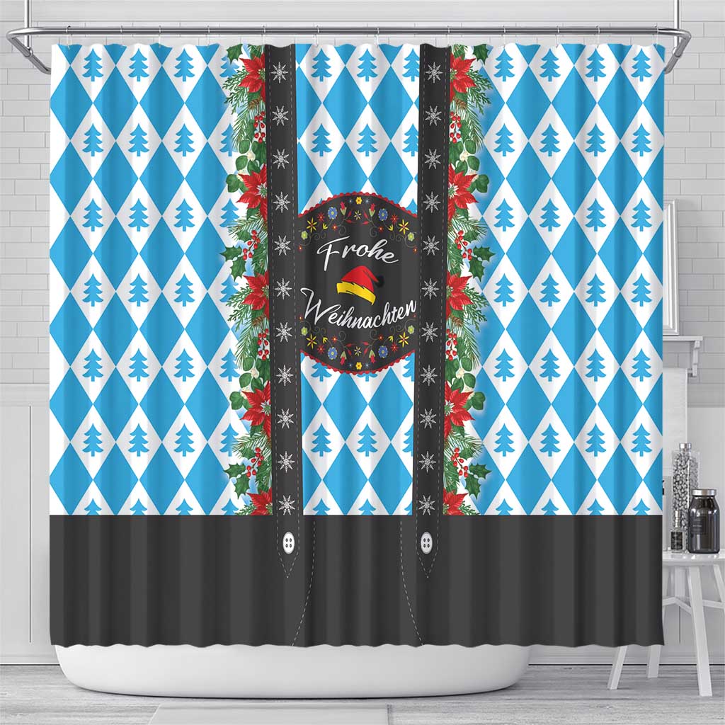 German Christmas Shower Curtain Lederhosen Weihnachten Style with Bavaria Pattern