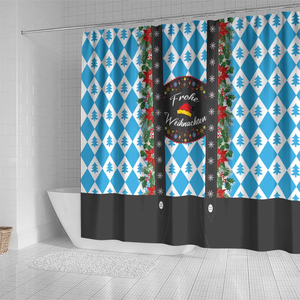 German Christmas Shower Curtain Lederhosen Weihnachten Style with Bavaria Pattern