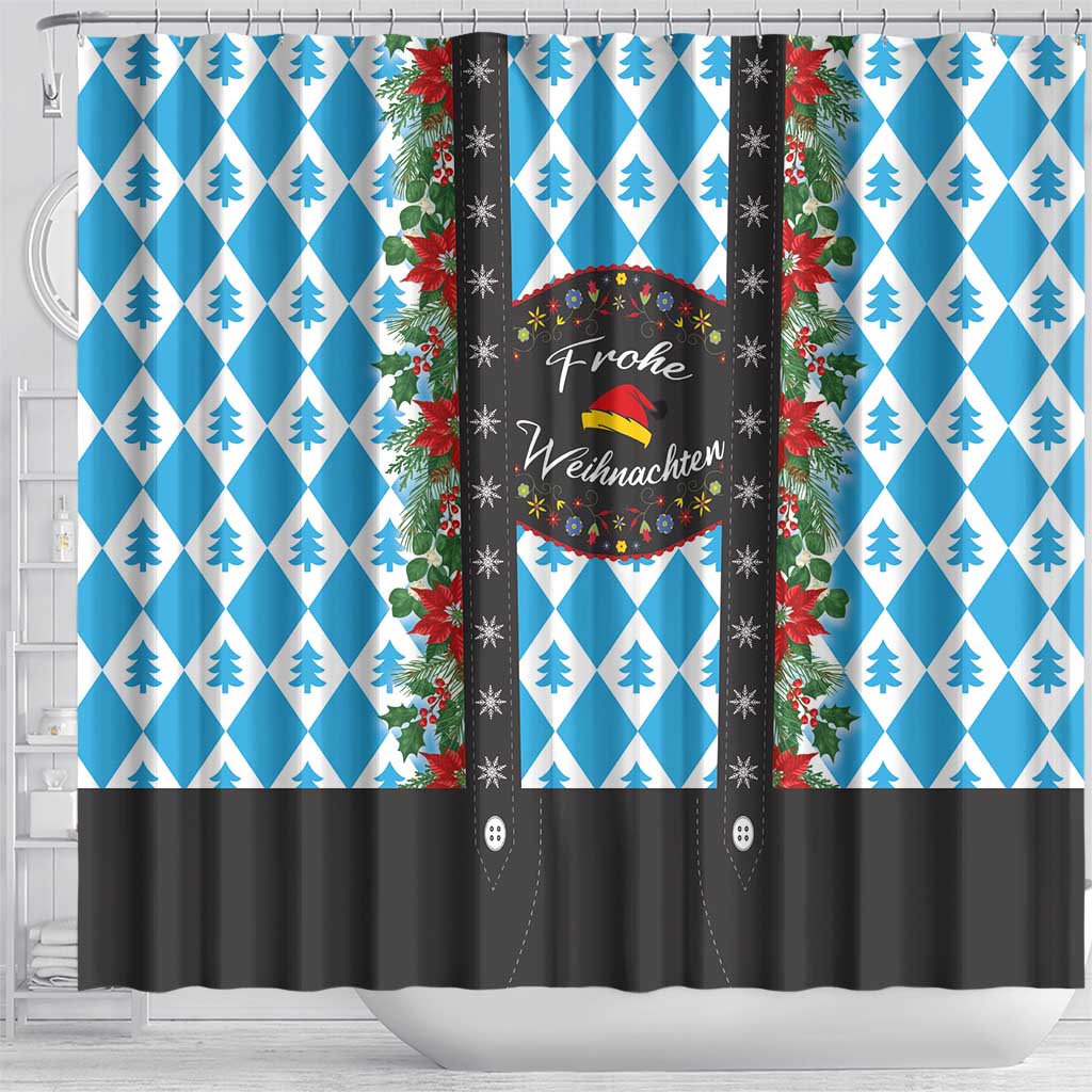 German Christmas Shower Curtain Lederhosen Weihnachten Style with Bavaria Pattern