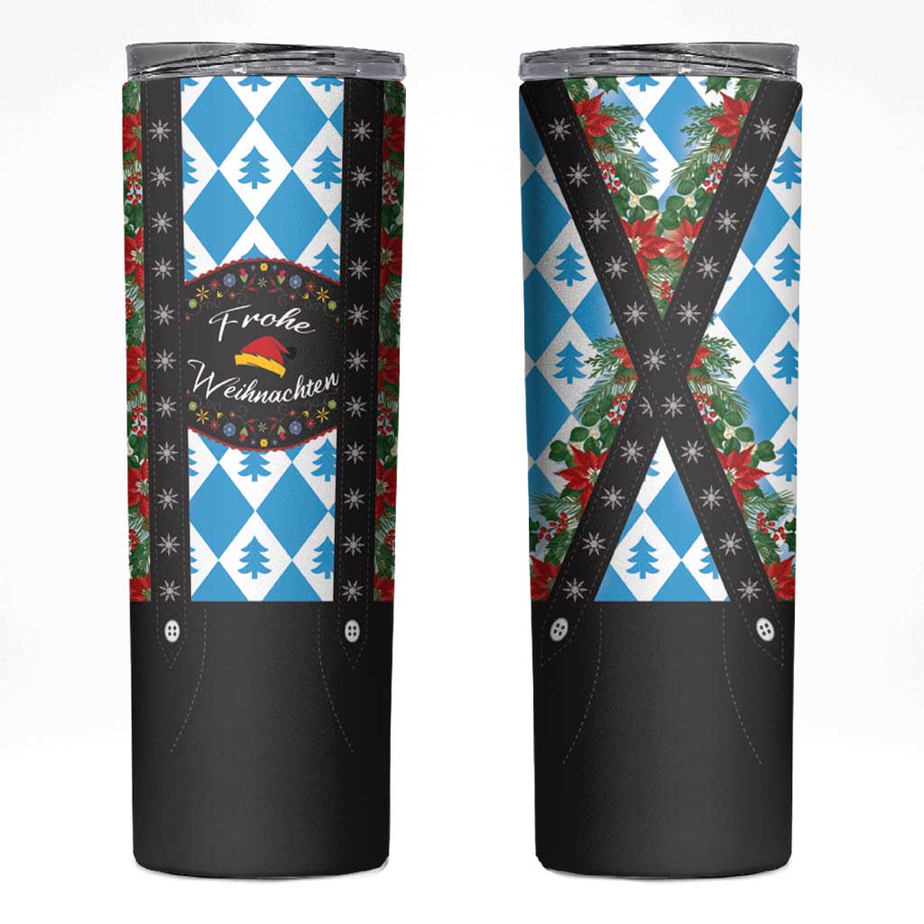 German Christmas Skinny Tumbler Lederhosen Weihnachten Style with Bavaria Pattern - Wonder Print Shop