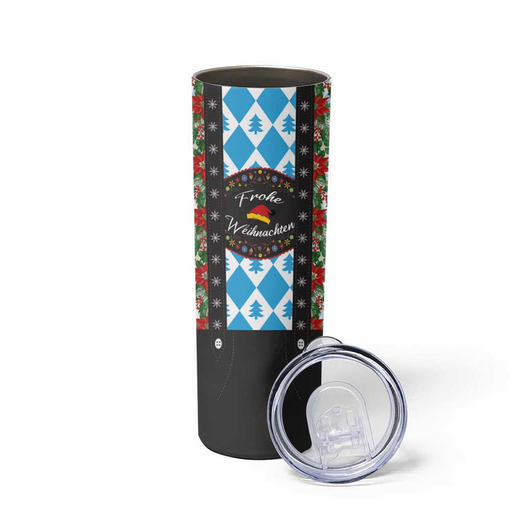 German Christmas Skinny Tumbler Lederhosen Weihnachten Style with Bavaria Pattern - Wonder Print Shop