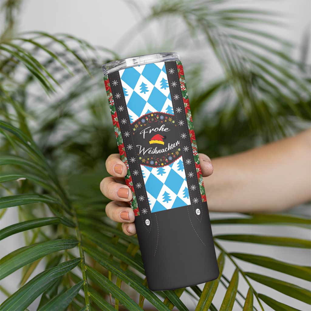 German Christmas Skinny Tumbler Lederhosen Weihnachten Style with Bavaria Pattern - Wonder Print Shop