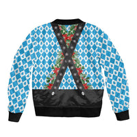 German Christmas Sleeve Zip Bomber Jacket Lederhosen Weihnachten Style with Bavaria Pattern - Wonder Print Shop