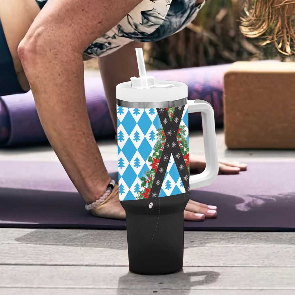 German Christmas Tumbler With Handle Lederhosen Weihnachten Style with Bavaria Pattern - Wonder Print Shop