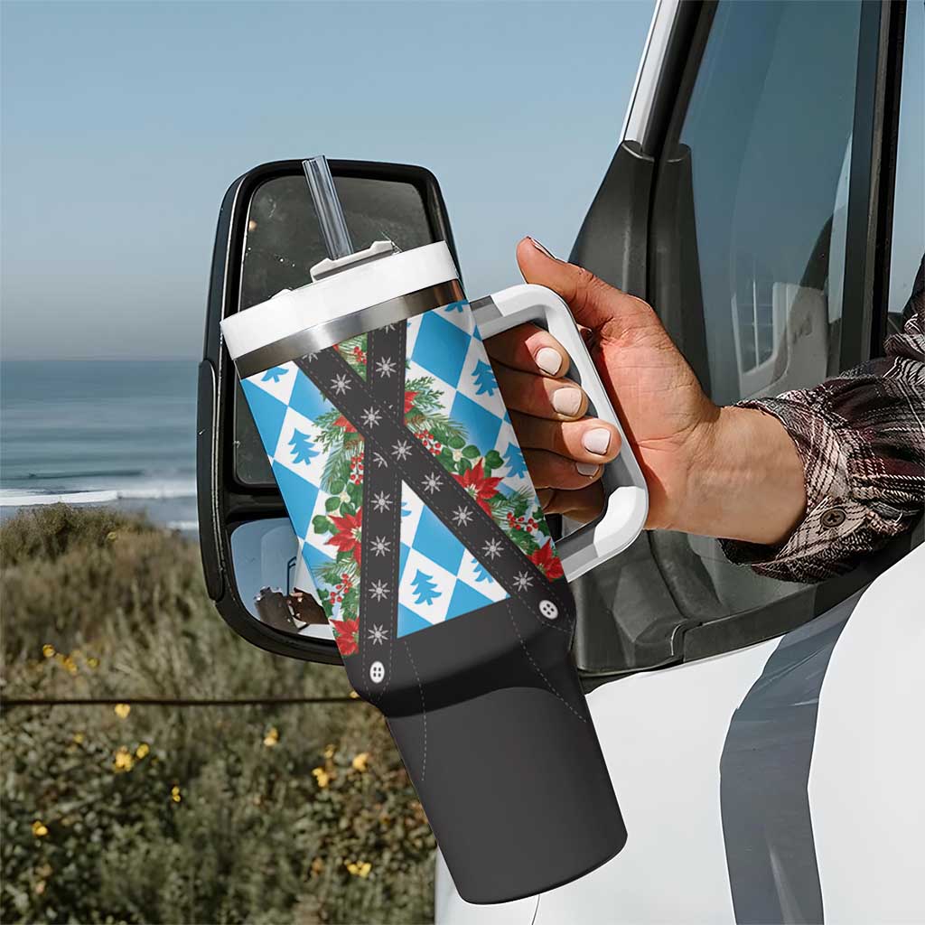 German Christmas Tumbler With Handle Lederhosen Weihnachten Style with Bavaria Pattern - Wonder Print Shop