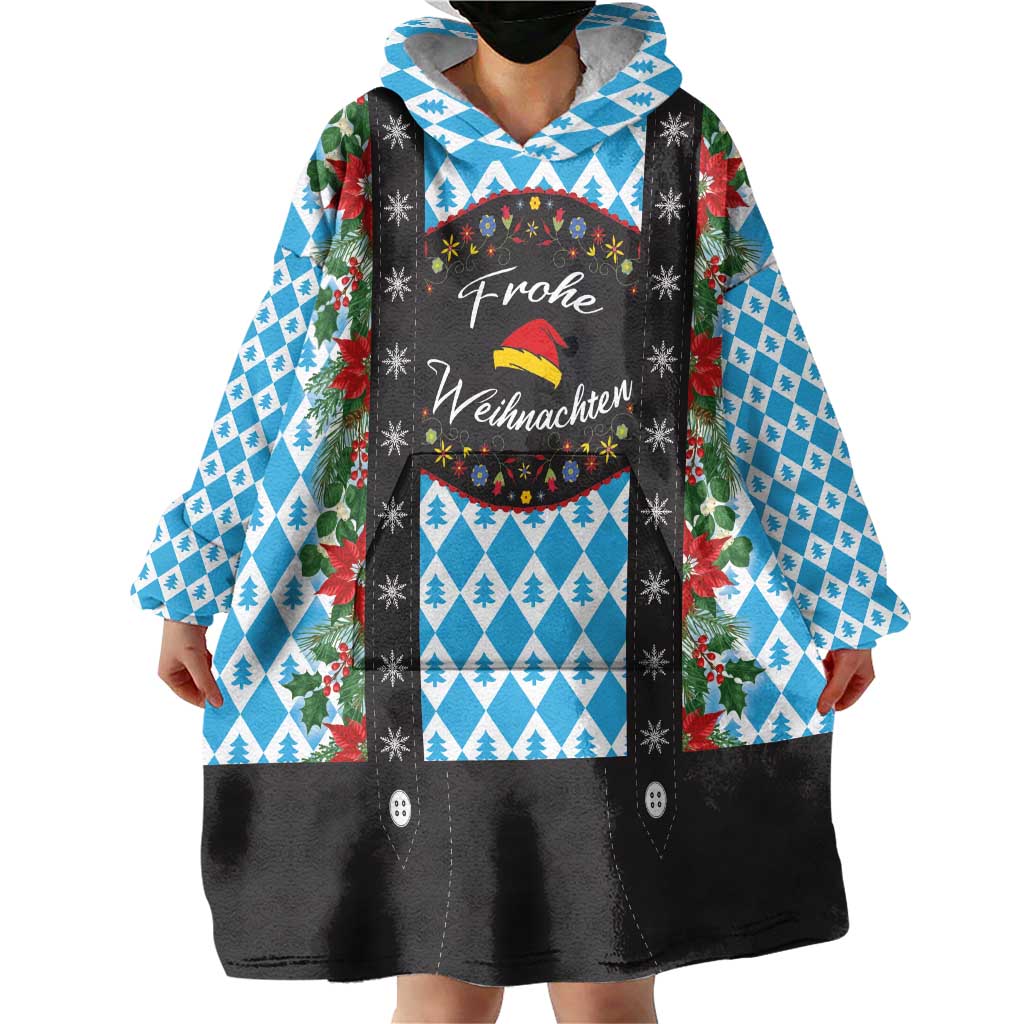 German Christmas Wearable Blanket Hoodie Lederhosen Weihnachten Style with Bavaria Pattern - Wonder Print Shop