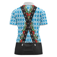 German Christmas Women Polo Shirt Lederhosen Weihnachten Style with Bavaria Pattern - Wonder Print Shop