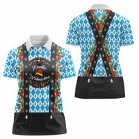 German Christmas Women Polo Shirt Lederhosen Weihnachten Style with Bavaria Pattern - Wonder Print Shop