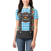 German Christmas Women Polo Shirt Lederhosen Weihnachten Style with Bavaria Pattern - Wonder Print Shop